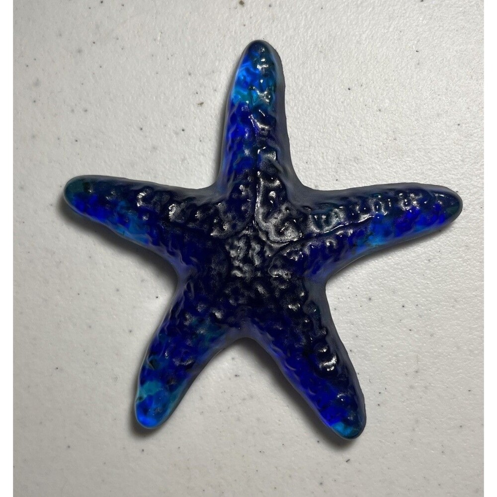 Textured Art Glass Starfish Surf Paperweight Figurine Blue Green Beach Art